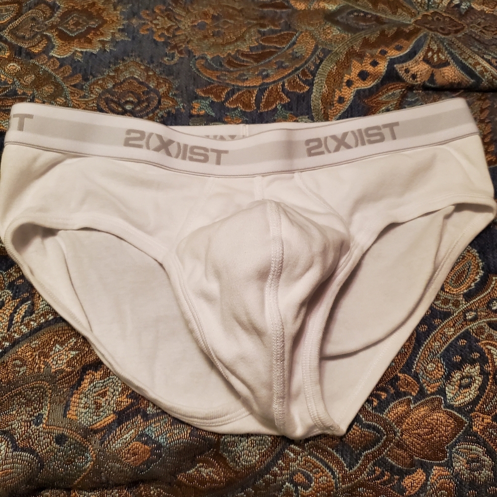 2xist Men's White Contoured Cotton Briefs with Logo Waistband